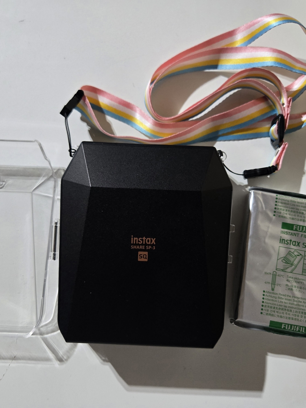Fujifilm instax Share SP-3 Square Mobile Printer in Black with Multicolor Strap